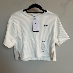 Nike Women's Ivory Ribbed Crop Top